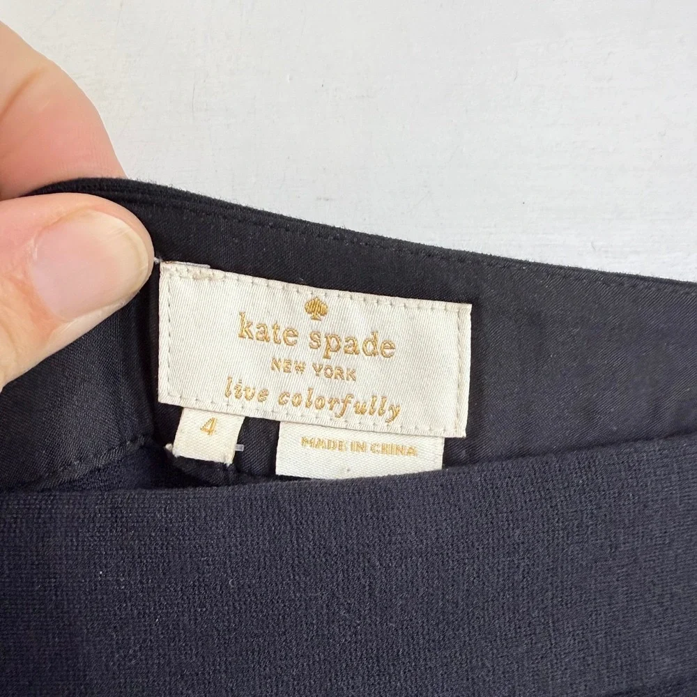 Kate Spade New York EDIE Pants Black WOMEN 4‎ Zipper CIGARETTE SKINNY ANKLE